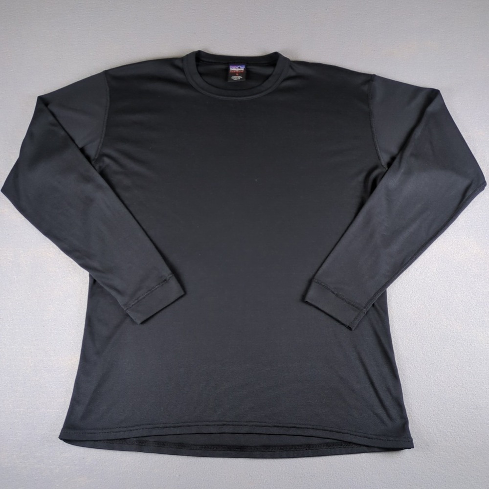 Vintage Patagonia Capilene Baselayer Shirt Mens Large Black Long Sleeve USA Made